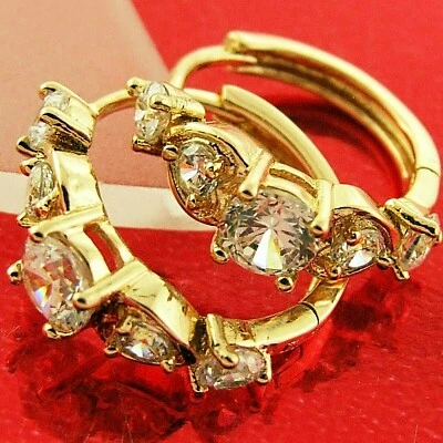 Pendientes Huggie Aro Real Oro Rosa 18k Relleno Diamante Genuino Diseño Simulado Foto 1 de 3