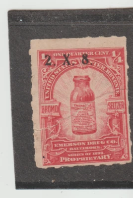 Scott # RS280 Precancel 2X8 Private Die Medicine Emerson Drug Hyphen Tear repair - Image 1 of 4