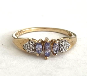 Anillo de diamantes de tanzanita amarilla 10k talla 6,75 - Imagen 1 de 5