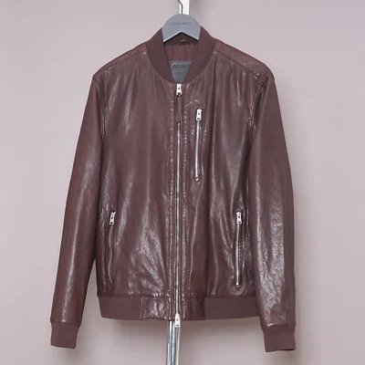 ALL SAINTS Leather Jacket XL Mens Brown BOYTON Bomber Punk Kino Niko EXTRA LARGE - Image 1 of 4