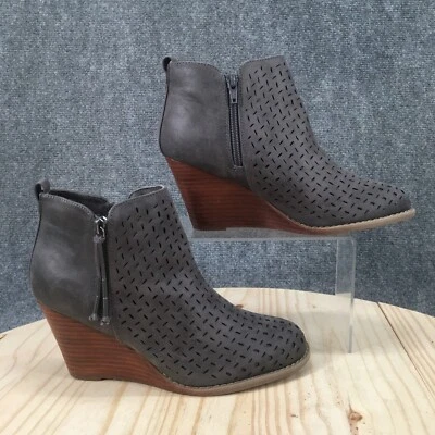 Report Boots Womens 7.5 Granger Perforated Ankle Bootie Gray Casual Wedge Heels - Image 1 of 4