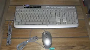 Pre-Owned HP Silver Tone Wired Keyboard Model No. 5187 Plus Wired HP Mouse - Picture 1 of 10