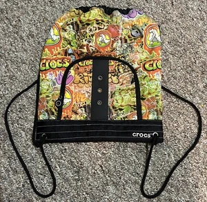 Rare Crocs Sackpack Drawstring Backpack Travel Gym Bag Graffiti Vintage Htf - Picture 1 of 7