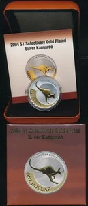 Australia: 2004 $1 Kangaroo 1oz selectively gold on silver, SCARCE!!! - Imagen 1 de 1