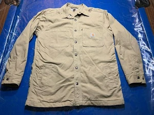 Carhartt Robusto Flex Tela Camicia Giacca Foderata in Pile Marrone Medio 52851 Shacket - Foto 1 di 7