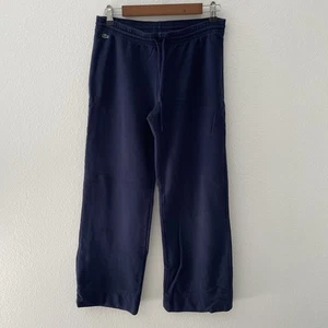 Lacoste Women’s Sweatpants Blue Low Waist Size 40 Medium Wide Leg Drawstring - Picture 1 of 7