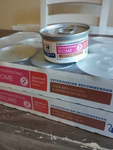 Hills 24x82g Prescription Diet Gastrointestinal Biome Chicken Veg Stew Cat Food - Picture 1 of 3