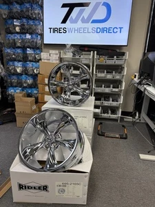 (Set of 4) Staggered Ridler 695 18x8,20x10 5x114.3 +0mm Chrome Wheels Rims - Picture 1 of 11