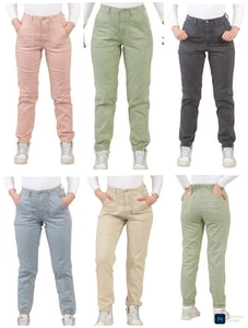 EX M&S Chino Trousers Cotton Blend Slim Fit Ankle Grazer Elastic Waist Cuffed - Picture 1 of 20