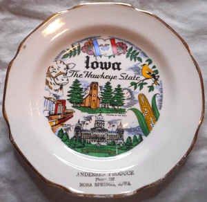 Iowa The Hawkeye State Collector Plate Anderson Produce Nora Springs Give-away - Picture 1 of 8