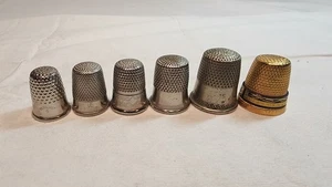 6 Piece Lot of Vintage/Antique Mixed Brand Unmarked Thimbles - Picture 1 of 4