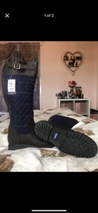 Rydale Tweed Quilted Boots “Navy Check” Size 7 - Picture 1 of 3