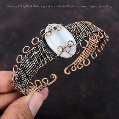 Brazalete de compromiso envuelto en alambre de ágata natural de cobre de venta de Navidad Foto 1 de 4