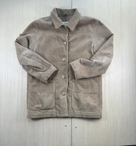 Vintage Eddie Bauer Cord Chore Jacke Damen klein taupe Baumwolle Knopfleiste - Bild 1 von 5