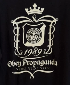 Obey Propaganda Negro "Veni Vidi Vici" Cuello Redondo Pullover Hombres Sudadera Talla M - Imagen 1 de 5