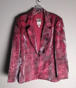 Chaqueta Blazer Joseph Ribkoff Rosa Brillo Estampado de Hojas Texturizadas Botón Único 12 - Imagen 1 de 4
