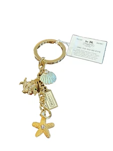 Coach UNDER THE SEA Multi Charm Key Chain Fob Hook Shell Rhinestone Fish NWT HTF - Picture 1 of 6