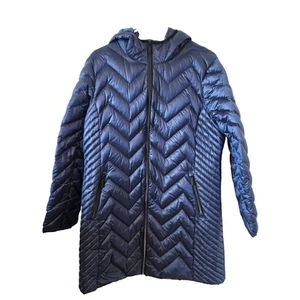 Michael Michael Kors Damen Chevron Packable Down Filled Mantel Kapuze XL Blau  - Bild 1 von 4