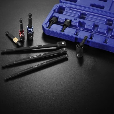 WORKPRO 9PCS 1/4" 3/8" 1/2" Dr Impact Grade Socket Adapter Set Basic/Swivel/Long - Image 1 of 4