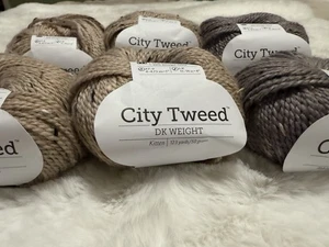 Lot Of 6 Knit Picks City Tweed DK Weight Yarn Grams Kitten Tahitian Pearl Wool - Picture 1 of 5