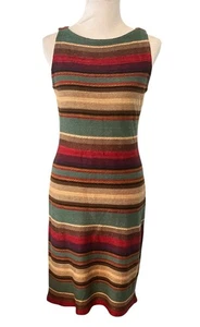 Lauren Ralph Lauren Cotton Linen Shift Southwestern Dress •Women M• Knit Tank - Picture 1 of 7