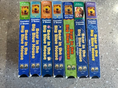 Lot 7 Bear in the Big Blue House VHS Vol 1 6 7 8 Potty Time Christmas Dance - Image 1 of 2