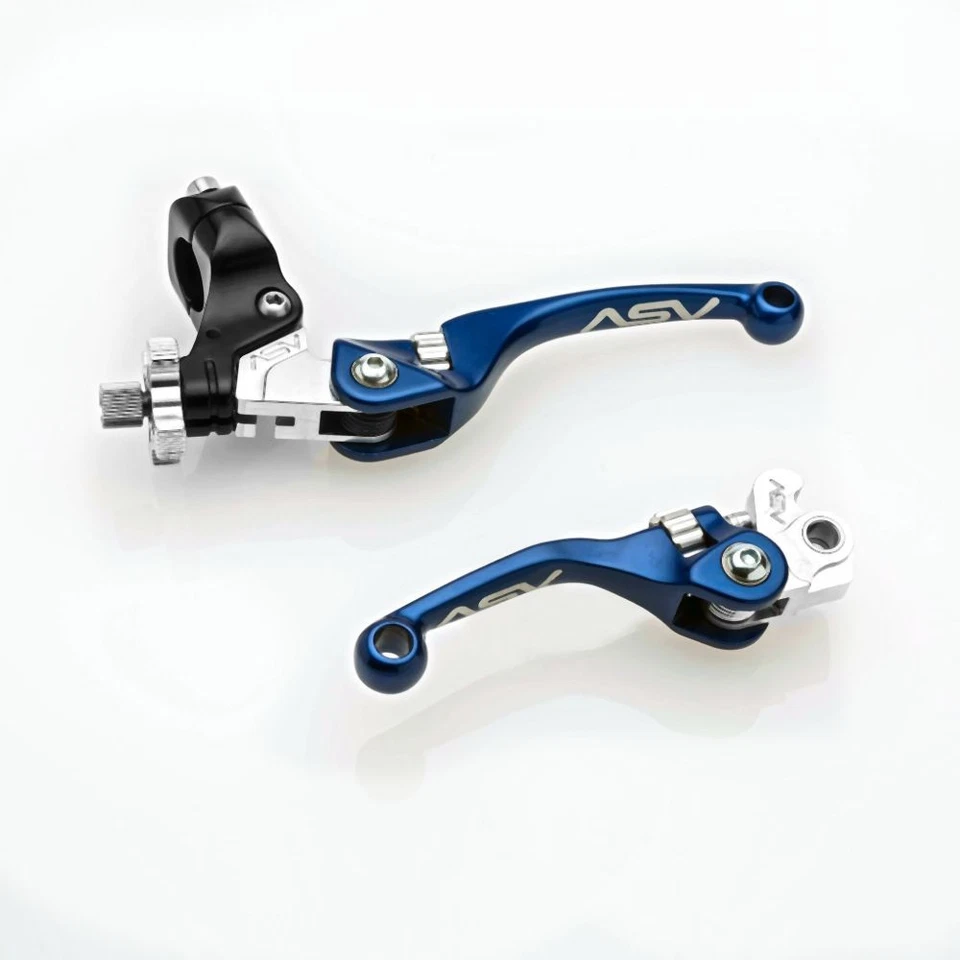ASV Blue F4 Offroad Clutch + Brake Lever Pair Pack For Honda CR250R 1992-2007 - Image 1 of 4