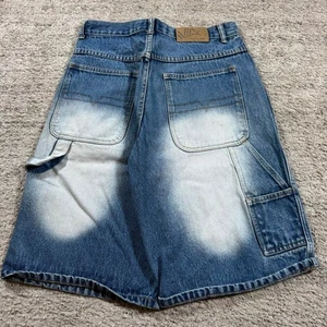 Y2K 2000’s Loose Fit Skater Blue Washed Carpenter Cargo Denim Jean Shorts Jorts - Picture 1 of 6