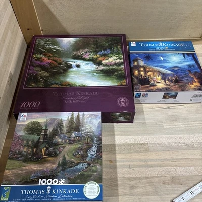 3 Thomas Kinkade Puzzles 1000 Piece ea.  Perfect Condition 100% complete  - Image 1 of 4