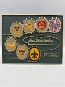 Placa de parche con parches vintage BSA Boy Scouts of America My Trail to Eagle - Imagen 1 de 5