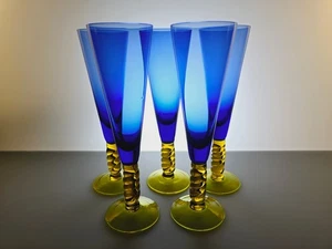 Exclusive set with hand-blown Yellow foot. Filigree, William Stenberg - Picture 1 of 6
