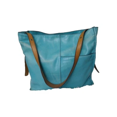 Hobo Render Shoulder Bag Turquoise/Teal Leather w/Tan Straps Wanderlust Lining - Image 1 of 4