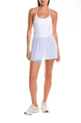 Terez Womens White Sleeveless White Tennis Dress Built In Blue Shorts Size M NEW - Image 1 of 4