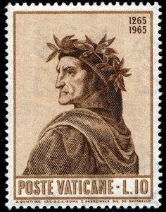 Vaticano 1965 Dante Alighieri n. 410 ** varietà decalco (m044) - Picture 1 of 2