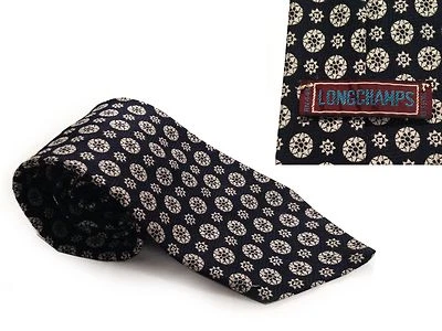 Corbata tejida jacquard azul marino y blanco LONGCHAMPS Foto 1 de 4