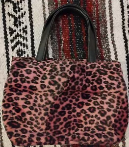 NINE WEST Purse bag leopard print ( black pink) Faux fur - Picture 1 of 3