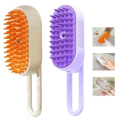 2PACK  3-In-1 Electric Pet Brush - Steam, Massage & Hair Removal for Dogs/Cats - Image 1 of 4