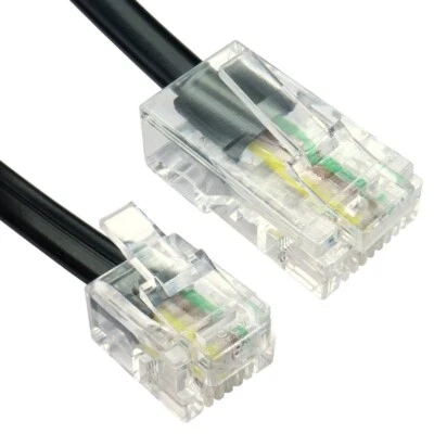 1m RJ11 to RJ45 Ethernet Telephone Cable 8P4C 6P4C ASDL Patch Lead BLACK - Image 1 of 4