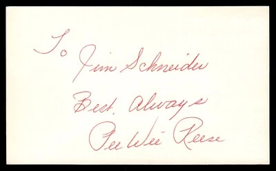 Pee Wee Reese Baseball Signed Auto Autograph Index Card No COA - Image 1 of 2