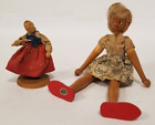 Polish Peg Dolls Vintage Wooden Needs Repair Collectables  - E51 Grey 208