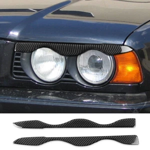 Carbon Fiber Front Headlight Eyelids Eyebrow Trim For BMW 5 Series E34 1988-96 - Picture 1 of 12