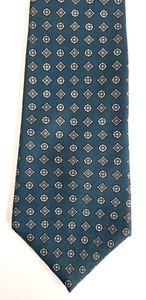 Johnny Carson Geometric Beryl Aquamarine Men's Tie Necktie - Picture 1 of 7