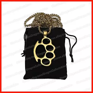 Collana in acciaio inox Cool Biker punk rock metallo ottone nocche spolveranti - ORO - Foto 1 di 7