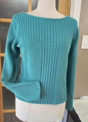 Suéter Pullover Vintage Acanalado Azul Manga Larga Nine West Nine & Company Talla L Foto 1 de 4