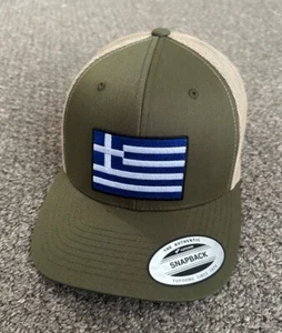 Greece Flag Hat Greek SnapBack Trucker Mesh Cap Handcrafted from Florida - Picture 1 of 10