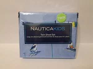 Nautica Kids Twin Size Bed Sheet Set Nautical Blue Sail Boats Bedding 3Pc - Picture 1 of 3