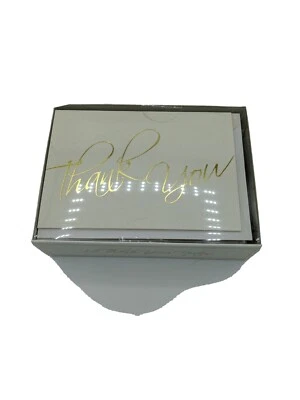 Punch Studio Thank You Notes Cards 12  Count White Gold - Image 1 of 3
