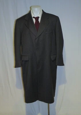 Hickey Freeman Gray Gabardine Cashmere Blend Hideaway Button Overcoat 44R - Image 1 of 4
