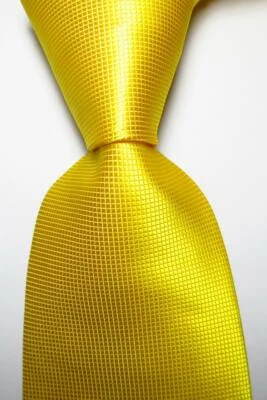 New Classic Checks Yellow JACQUARD WOVEN 100% Silk Men's Tie Necktie - Image 1 of 2