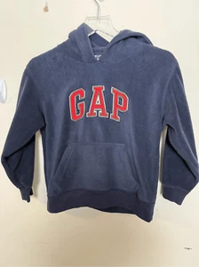 Gap Kids Boys Hoodie Size Small Navy Blue, Red Logo Fleece Lined Sweatshirt Pock - Picture 1 of 3